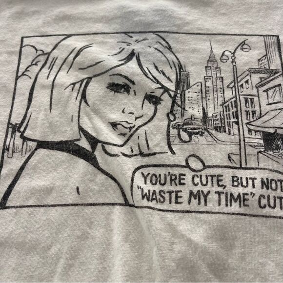 Re/Done You're Cute Retro Graphic Tee White Short Sleeve Size Large NWOT - Picture 6 of 8